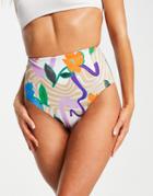 Asos Design Mix And Match High Waist Bikini Bottom In Floral Swirl Print-multi
