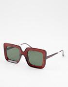 Asos Design Recycled Frame Beveled 70s Sunglasses In Crystal Brown