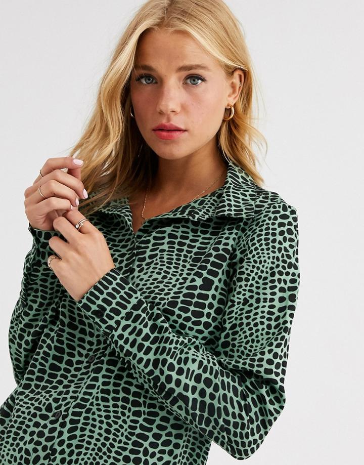 Brave Soul Elike Shirt In Croc Print