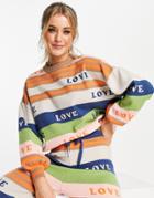 Never Fully Dressed Knitted Love Sweater In Contrast Color Stripe - Part Of A Set-multi