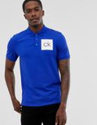 Calvin Klein Logo Printed Polo In Navy