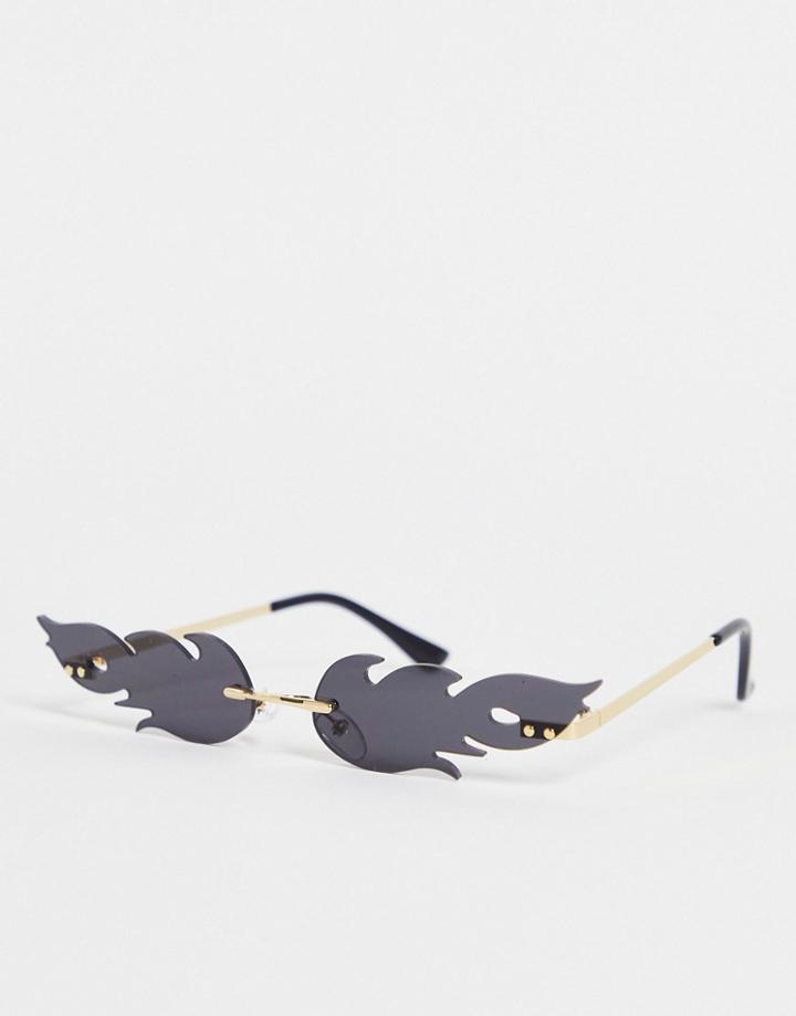 Public Desire Mini Flames Sunglasses In Black