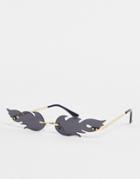 Public Desire Mini Flames Sunglasses In Black