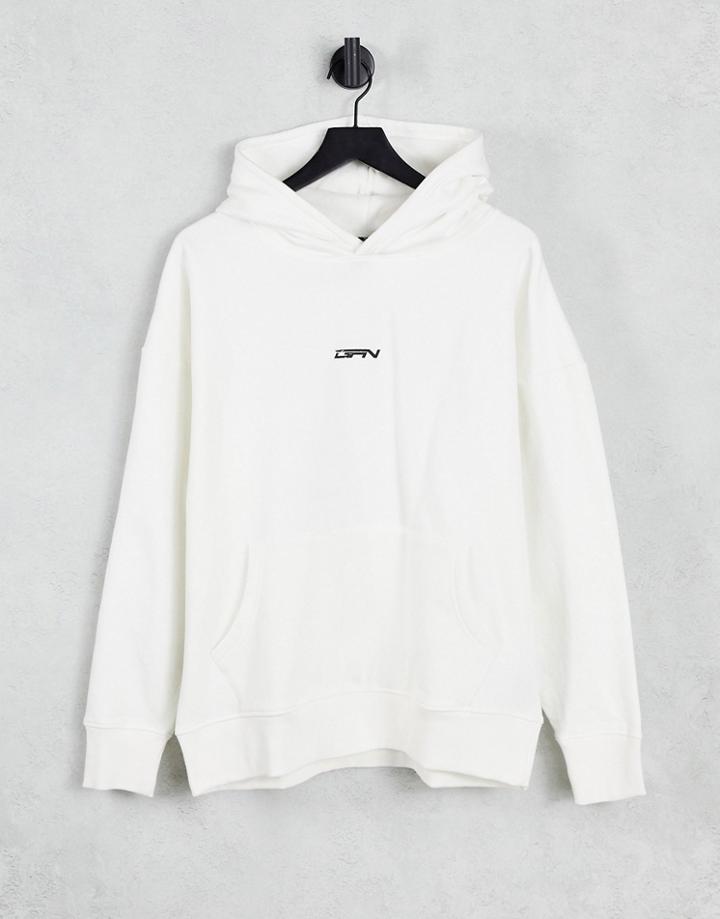 Good For Nothing Oversized Hoodie In Off White With Small Logo Chest Print