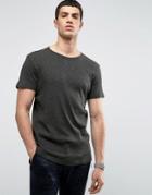 Selected T-shirt With Stripe Detail - Green