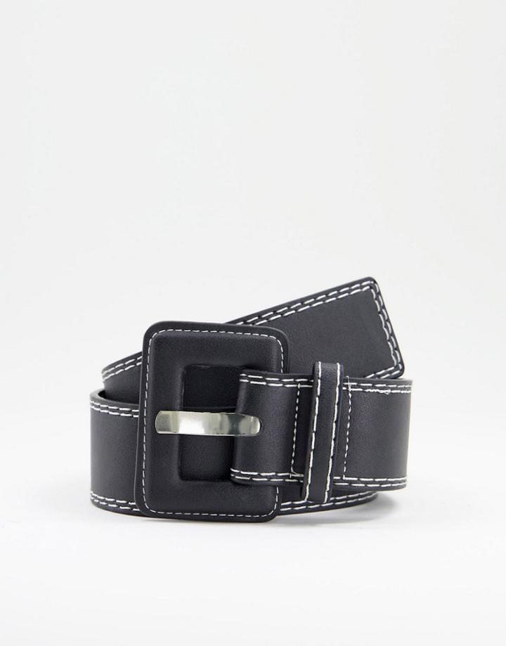 Na-kd Contrast Seam Waist Belt In Black