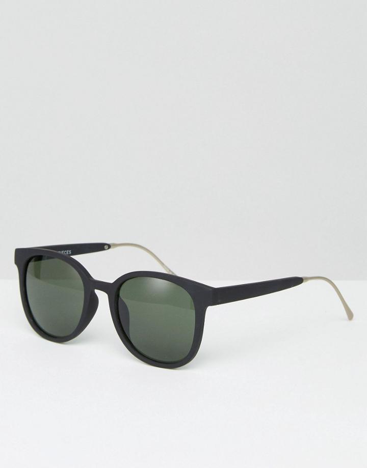 Pieces Melli Metal Tip Sunglasses - Black