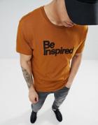 Bershka Be Inspired Slogan T-shirt In Red - Red