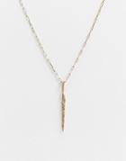Allsaints Feather Drop Necklace-gold