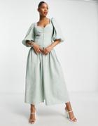 Nobody's Child Harriet Linen Dress In Green