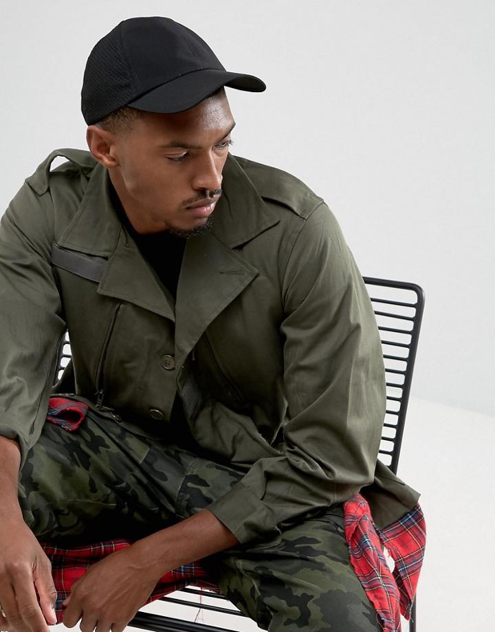Asos Baseball Cap With Perforated Sides In Black - Black
