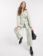 Topshop Double Breasted Blazer Two-piece In Pale Green