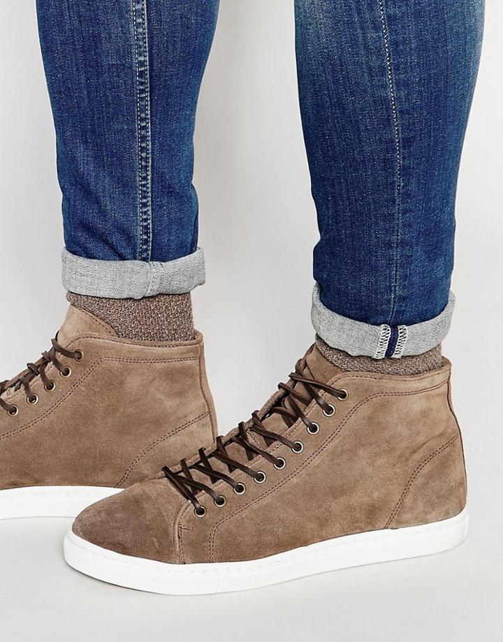 Walk London Hi-top Suede Sneakers - Brown