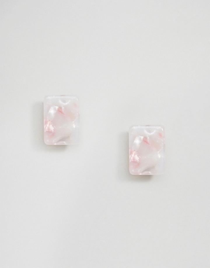 Limited Edition Rectangle Marble Stud Earrings - Multi