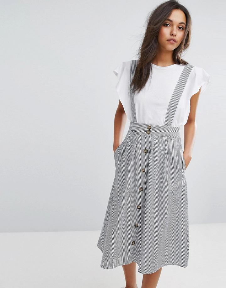 Mango Stripe Pinafore Dress - Multi