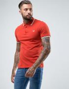 Fred Perry Slim Fit Tipped Polo In Rust - Red