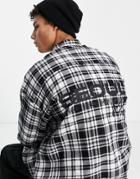 Asos Design 90s Oversized Check Shirt With City Back Print-black