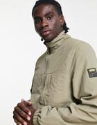 Fila Gold Half Zip Jacket In Khaki-white