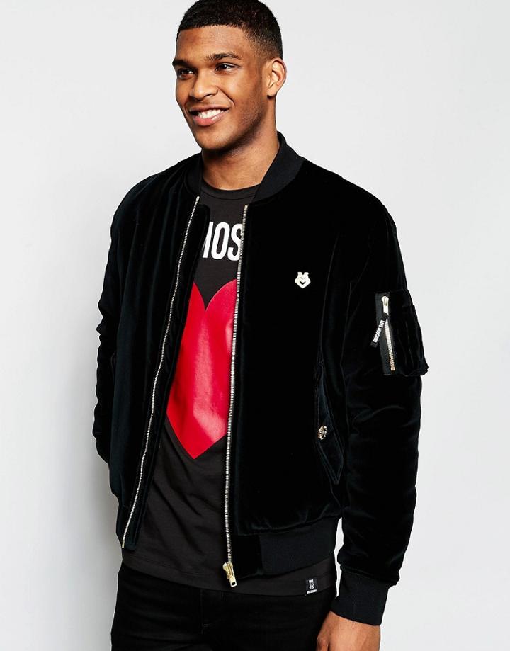 Love Moschino Velvet Bomber - Black