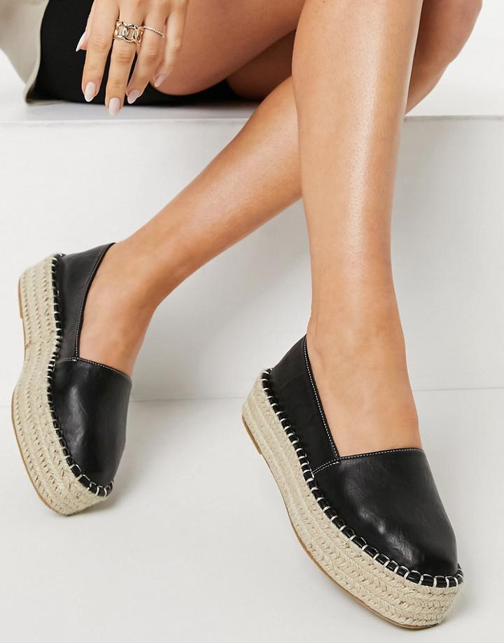 Asos Design July Flatform Espadrilles In Black