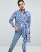 Asos Gingham Shirt With Tie Front - Multi
