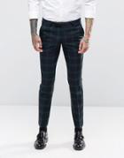 Noose & Monkey Super Skinny Suit Pants In Plaid - Green