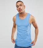 Asos Design Tall Muscle Fit Vest In Blue - Blue