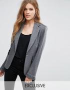 Helene Berman Ruffle Front Blazer - Gray