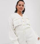 Asos Design Curve Pocket Soft Utility Romper - White