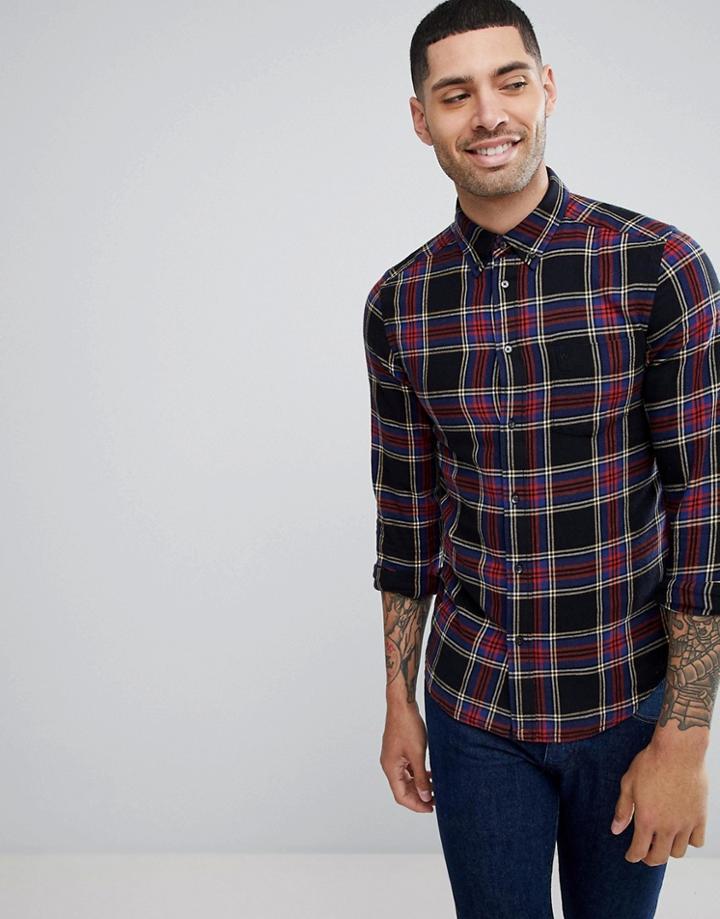 Wrangler Pocket Button Down Check Shirt - Black