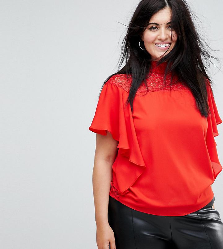 Tfnc Plus Lace Detail Top - Red