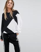 Adidas Originals Eqt Chiffon Panel Sweatshirt In Black And White - Black