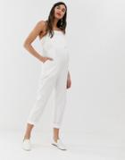 Asos Design Maternity Casual Strappy Overall - Cream