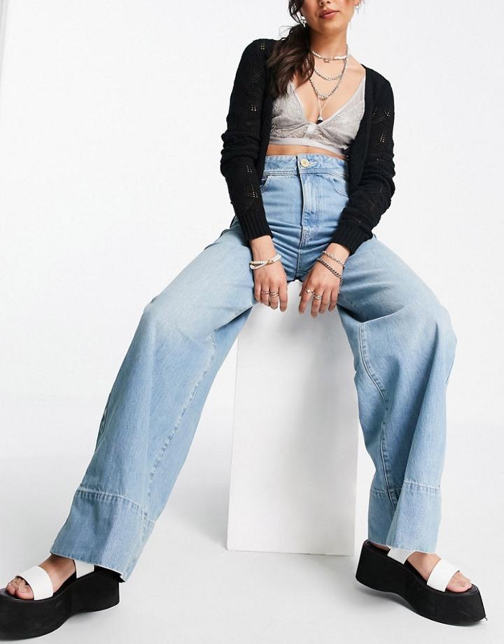 We The Free By Free People Talia Wide Leg Jeans In Light Wash Denim-blues