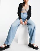 We The Free By Free People Talia Wide Leg Jeans In Light Wash Denim-blues