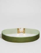 Asos Velvet Choker Necklace - Khaki