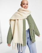 Monki Recycled Polyester Scarf In Beige-neutral