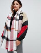 Bershka Checkerboard Scarf - White