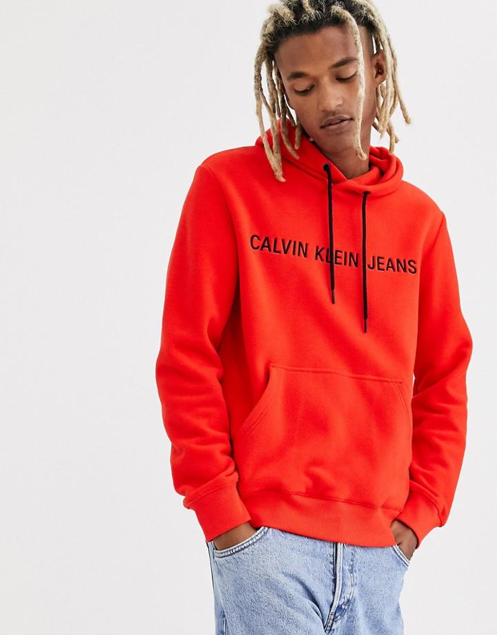 Calvin Klein Jeans Polar Fleece Hoodie In Red