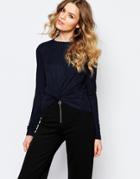 First & I Tie Knot L/s Top - Navy