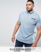 Duke Plus Polo With Contrast Collar In Blue - Blue