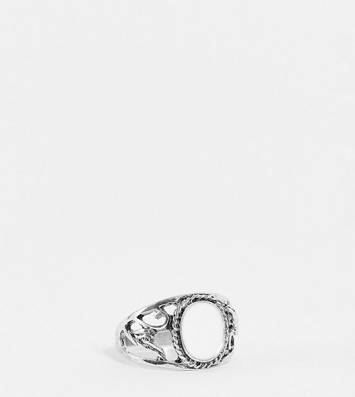 Designb Curve London Moonstone Boho Ring In Silver Tone