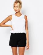 Fashion Union Tank Top With Frill Hem - White