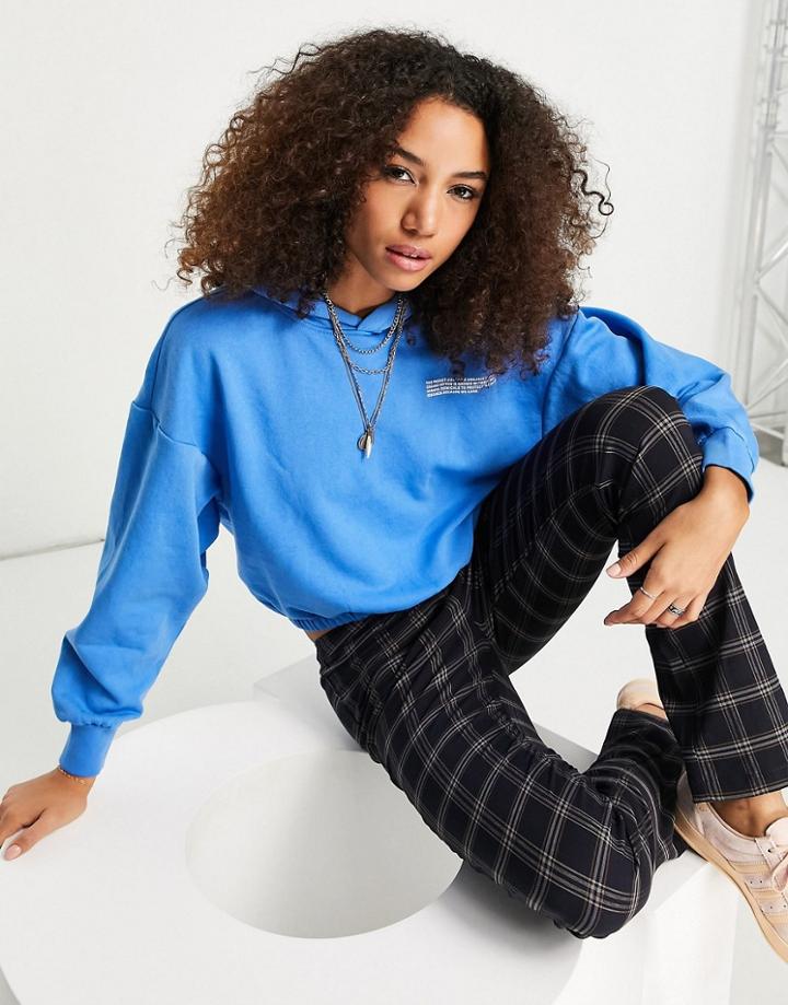 Only Organic Cotton Blend Cropped Hoodie In Blue - Part Of A Set-blues
