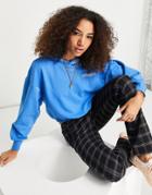 Only Organic Cotton Blend Cropped Hoodie In Blue - Part Of A Set-blues