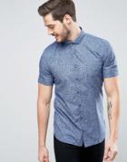 Boss Orange By Hugo Boss Short Sleeve Shirt Floral Print Slim Fit In Navy - Navy