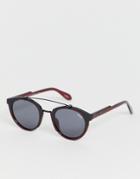 Quay Australia Retro All Over Sunglasses In Black And Red - Black