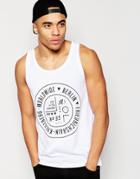 Asos Tank In Skater Fit With Typographic Chest Print - White