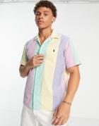 Polo Ralph Lauren Block Stripe Short Sleeve Seersucker Shirt Classic Oversized Fit In Multi