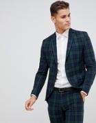 Selected Homme Blackwatch Green Check Suit Jacket In Skinny Fit - Green